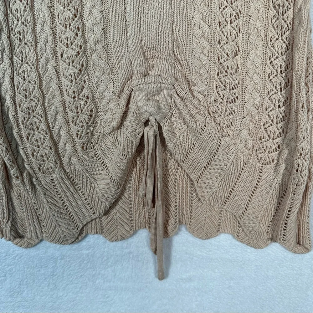 Women’s Crotchet‎ Top Cotton Blend Long Sleeve Pointelle Knit Size S Y2K Style
